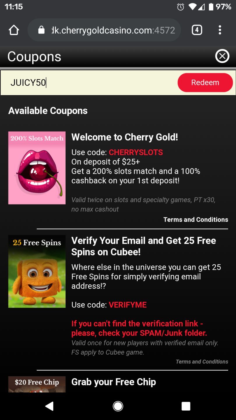 cherry gold casino no deposit